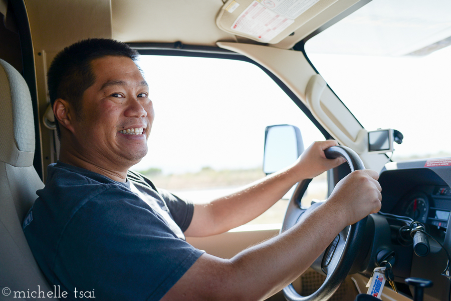 Wahoo, Vacation Phil is back! Although, he's not looking as Vacation Phil as he normally does since he was also trying to operate a 30-foot RV with various and sundry blind spots scattered about and no rearview whatsoever along with four kids whooping it up in the back area. Just a touch of white-knuckle driving. All good. Yeah, this will be great.